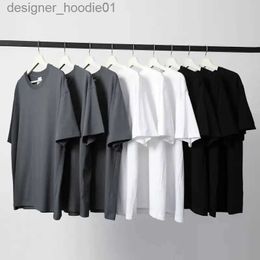 Men's Hoodies Sweatshirts Summer basic 100% pure cotton mens T-shirt short sleeved top loose neckline soft tee solid color new 2024 C240412