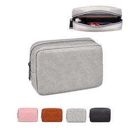 Portable Organiser Case for Powerbank Headphone Travel Closet Storage Bag PU Leather Digital Accessories Charger Data Cable Bag