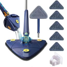 Telescopic Triangle Mop 360° Rotatable Spin Cleaning Adjustable Squeeze Wet and Dry Use Water Absorption Home Floor Tools 240412