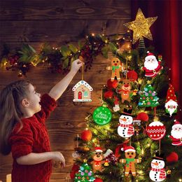 Christmas Stickers DIY Santa Snowman Christmas Tree Make A Face Sticker Party Game 6-24 Kids Puzzle Stickers For Boys And Girls