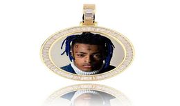 14K Gold Custom Made Memory Picture Po Pendant Iced with 18quot 20quot 24quot Rope Chain Necklace Zircon Bling Mens Hip h4239366