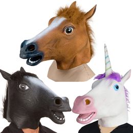 Halloween Masks Latex Horse Head Cosplay Animal Costume Set Theatre Prank Crazy Party Props Head Set Horse Mask Dog Horse Masks 240328