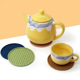 Table Mats 6Pcs/Set Convenient Cup Mat Temperature Resistant Drink Round Silicone Heat Insulation