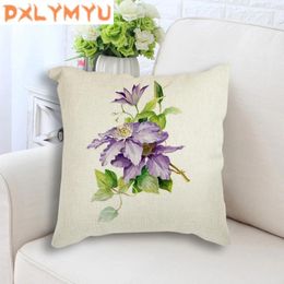 Pillow Seat Cover Watercolour Agapanthus Flower Peony Plants Prints Nordic Throw Case Sofa Covers 45x45cm