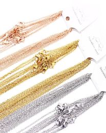 1mm 2mm Stainless Steel Link Chains Silver Gold Rose Gold Colour 4560cm Women Men DIY Necklaces Jewellery Fit Pendant Bulk 10pc2141402