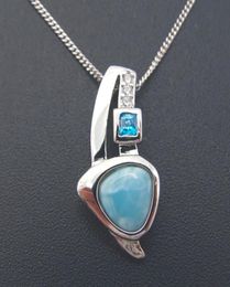 2021 Dominican Natural Larimar Pendant locket Solid 925 Sterling Silver Jewelry Gemstones Charm Pendants Fashion Lovely Gift for h5110077