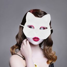 20pcs White Paper Masks Cat Face Masks DIY Unpainted Blank Masks Kids Hand Painting Masks For Masquerade Party Cosplay Props