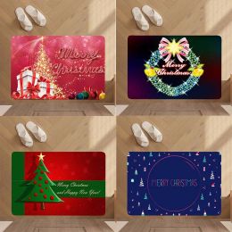 Christmas Tree English Floor Mat Anti-slip Living Room Bedroom Bathroom Entrance Universal