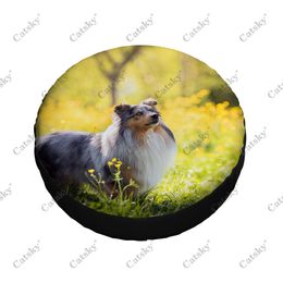 Animal Rough Collie Print Spare Tire Cover Waterproof Tire Wheel Protector for Car Truck SUV Camper Trailer Rv