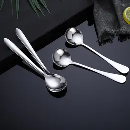 Spoons Korean Spoon Stainless Steel Western Dessert Long Handle Coffee Stirring Round Household Soup Small