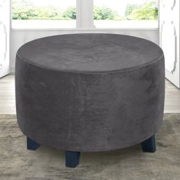 Velvet Round Ottoman Slipcover Elastic Stretch Footstool Protector Plush Storage Stool Ottoman Chair Covers Living Room Decor