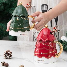 Cups Saucers Christmas Tree Creative Personality Trend Mug Couple Cute Office Coffee Cup Ceramic Water