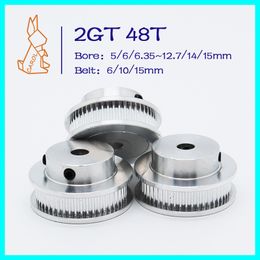 48Teeth GT2 Timing Pulley Bore 5/6/7~12/14/15mm 2M Belt Tooth Width 6/10/15mm 3D Printer Parts 2GT Pulley 48T Synchronous Wheels