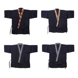 Men Japanese Style Chef Coat Sushi Restaurant Kimono Cook Uniform Shirts Waiter Work Wear Tops Sushi Food Shop Overalls Jackets