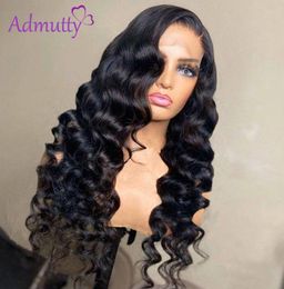 For Black HD Transparent Loose Deep 134136 Frontal Human Hair 4x4 Lace Closure Natural Wave Wig PrePlucked Hairline6814798