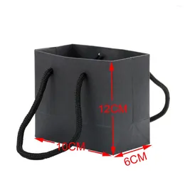 Gift Wrap 5pcs Black Bag Present Handles Bags Shopping Packing Box Clothes Gifts Eid Mubarak Kraft Paper Favors Supplies