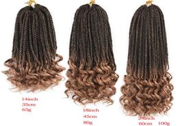 14 18 24 Inch Crochet Hair Box Braids Curly Ends Ombre Synthetic Hairs for Braid 22 Strands Braiding Hair Extensions2056810