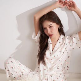 Home Clothing Print Two Pieces Pajamas Set Summer Faux Stain Fashion Clothes Ladies Casual Shorts And Top Pijamas