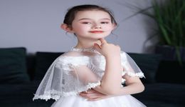 Jackets Kids Girls White Beige Tulle Mesh Wraps Lace Children Bolero Short Wedding Jacket Summer Shawls Cape Cover Over Shoulders3551270