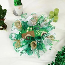 Decorative Flowers Wreath Pendant 40cm Cute St. Patricks Gift Festival Party Supplies Accessories Green For Home Decoration