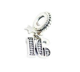 16 birthday charms number dangle 925 sterling silver fits original style bracelet 797261CZ H811042351614622