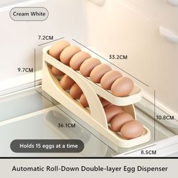 2023 New Automatic Roll-Down Double-layer Egg Dispenser Slide Type Egg Rack Storage Box Kitchen Countertop Egg Holder