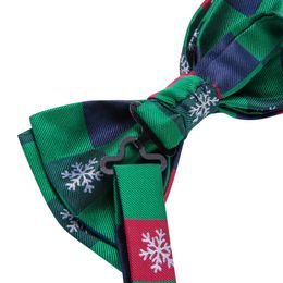 Hi-Tie Christmas Green Red Bowties for Men Silk Butterfly Tie Bow Tie Hanky Cufflinks Wedding Party Paisley Plaid Solid Bowtie