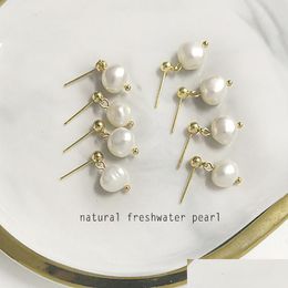 Stud 100% Baroque Freshwater Pearls Earrings For Women Statement S925 Sier Drop Simple Wholesale Prevent Allergy Delivery Jewellery Dh1Gb