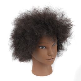 Afro Mannequin Heads With 100% Human Hair With Adjustable Mannequin Holder Training Head For Practice Styling Braiding