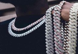 luxury Hip Hop White Gold Plated Cuban Link Iced Out Diamond Chain Necklace For Men Jewelry258T1597686