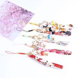 New 1pcs Phone Strap Lanyards Daisy Flower Cat Bell Mobile Phone Hang Rope Charm Decor