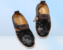 Sandals Men Mens 2021 Summer Roman Handmade Leather Hollow Breathable Sandles High Quality Designer Fashion Sandalia Masculina1676567
