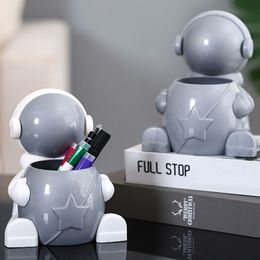 Ornament Sundries Stationery Wall Mount Pen Pencil Holder Astronaut Pen Holder Desktop Organiser Wall Mount Storage Box