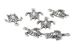 100pcslot 2317mm antique silver Alloy Turtle charms Pendant for Jewellery Making Metal Animal Pendant for DIY Findings7741681