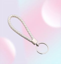 PU Leather Braided Woven Rope Keychain DIY Bag Pendant Key Chain Holder Key Car Trinket Keyring For Men Women Gift Jewelry4122108