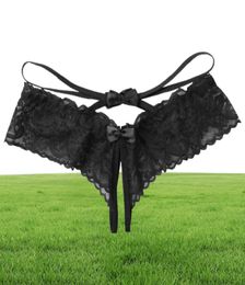 Men Lace Crotchless Thong Erotic Sexy Lingerie Sissy Lace Seethrough Open Crotch Thong Briefs Bowknot Low Waist Gay Underwear8879641
