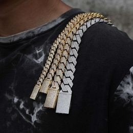 Wholesale Jewelry Hip Hop Multi Size Classic Diamond 10mm 14mm 18mm 20mm Iced Out Cuban Link Chain Necklace