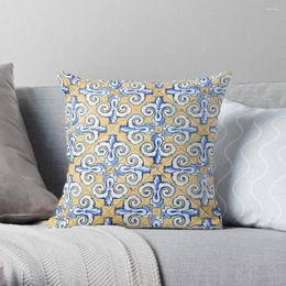 Pillow Spanish Tiles - Azulejo Blue Yellow And White Motif Design Throw Marble Cover Set Sofas Covers