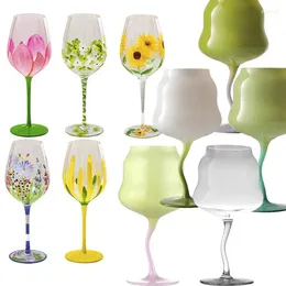 Wine Glasses Glass Cup Vintage Color Kitchen Restaurant Party Goblet Large Capacity Home Decor Champagne Ice Cream Whiskey Drinkware