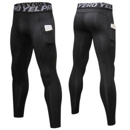 Pants Professional Black Compression Running Tights Men Jogging Pants With Phone Pocket Fitness Training Long Pant Sports Gym Leggings