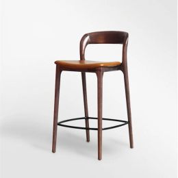 Nordic Solid Wood Bar Chairs Bar Stools Home Backrest High Feet Stool Modern Bar Stools Simple Design High Chair for Kitchen Z