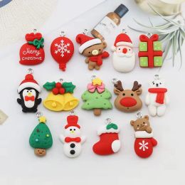 20pcs New Resin Kawaii Christmas Charm Snowflake Tree Snowman Reindeer Pendant for Earring Keychain Jewellery DIY Necklace