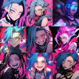 Jinx Sticker Anime Japanese LOL Stickers Kawaii Student Stationery Water Proof Kids Supplies Accessories League of Legends