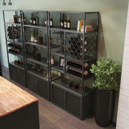 Floor Wine Rack Industria Vertical Commercial Boutique Home Corner Black Houses Bar Cabinet Display Armoire Restaurant Furniture