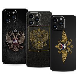 Case For iphone 15 14 13 12 11 Pro Max Mini X SE 2020 2022 8 7 Plus 5 5S Soft Case Funda Russian Double-Headed Eagle Flag Emblem