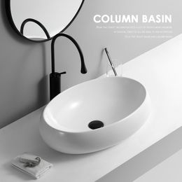 490*340*150MM Bathroom Washbasin White Ceramic Wash Basin Hotel Balcony Nordic Countertop Washroom Vessel Sinks With Free Faucet