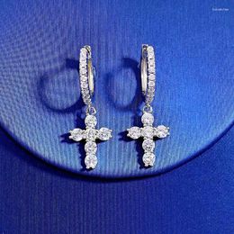 Stud Earrings S925 Silver High End Cross And For Women With Light Luxury Style Simple Temperament Wholesale Of