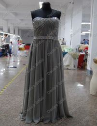 Gray Color Red Carpet Pagent Celebrity Dress A Line Beaded Ruched Chiffon Gown Real Actual Images2863439
