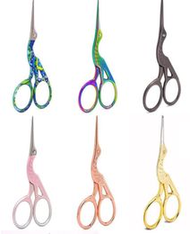 100PcsLot Durable Stainless Steel Vintage Classic Embroidery Scissors 94mm Nail Art Stork Crane Bird Scissor Cutters Styling Tool9477661