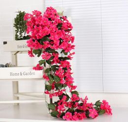 Violet Artificial Flower Decor Simulation wedding Wall Hanging Basket Flower vine Orchid Silk Flower rattan outdoor corridor DIY7602259